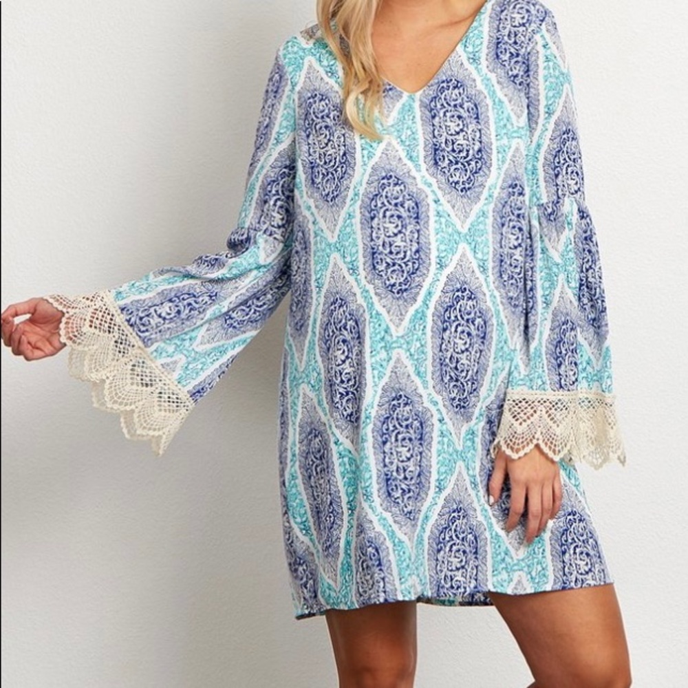 PinkBlush Maternity Dress Tunic Style Bell Sleeves Boho Maternity dress
